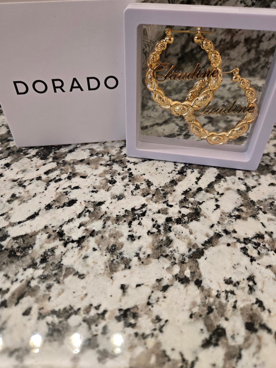 Customer photo review of XOXO Name Hoop Earrings