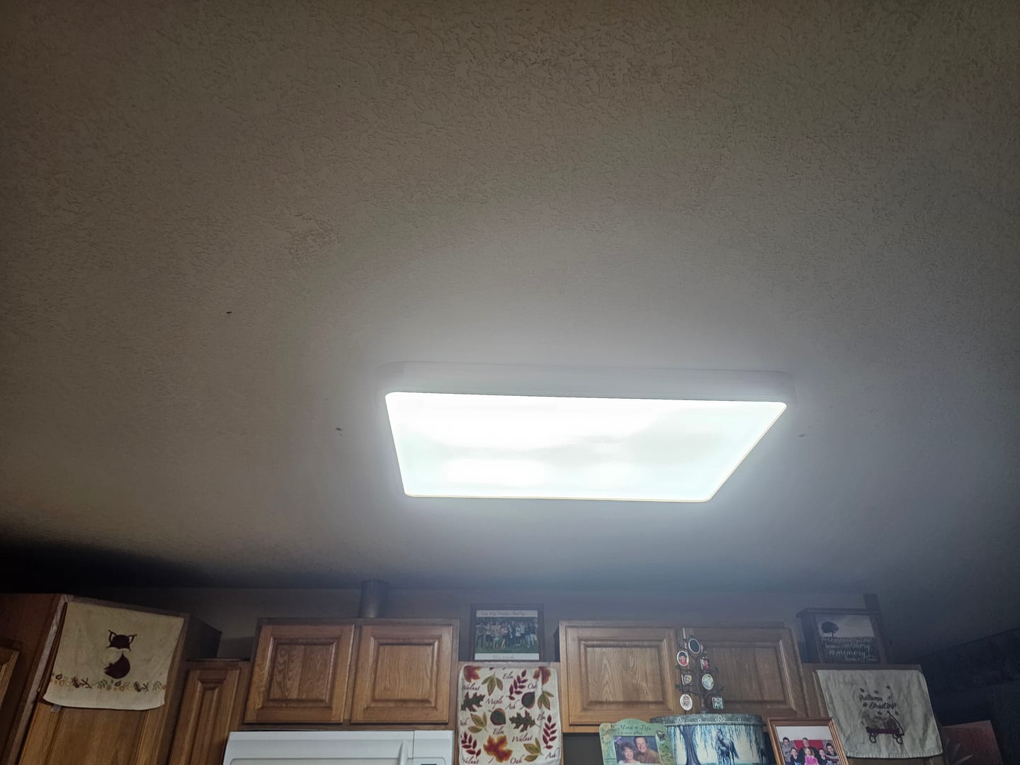 Customer photo review of Rectangle Wooden Dimmable LED Flush Mount Ceiling Light