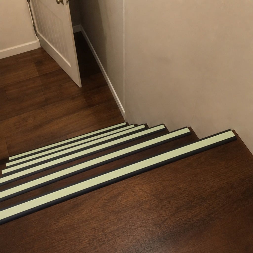Customer photo review of PVC Stair Nosing 65x36mm Slimline Anti Slip Glow Edge, 11 Colours