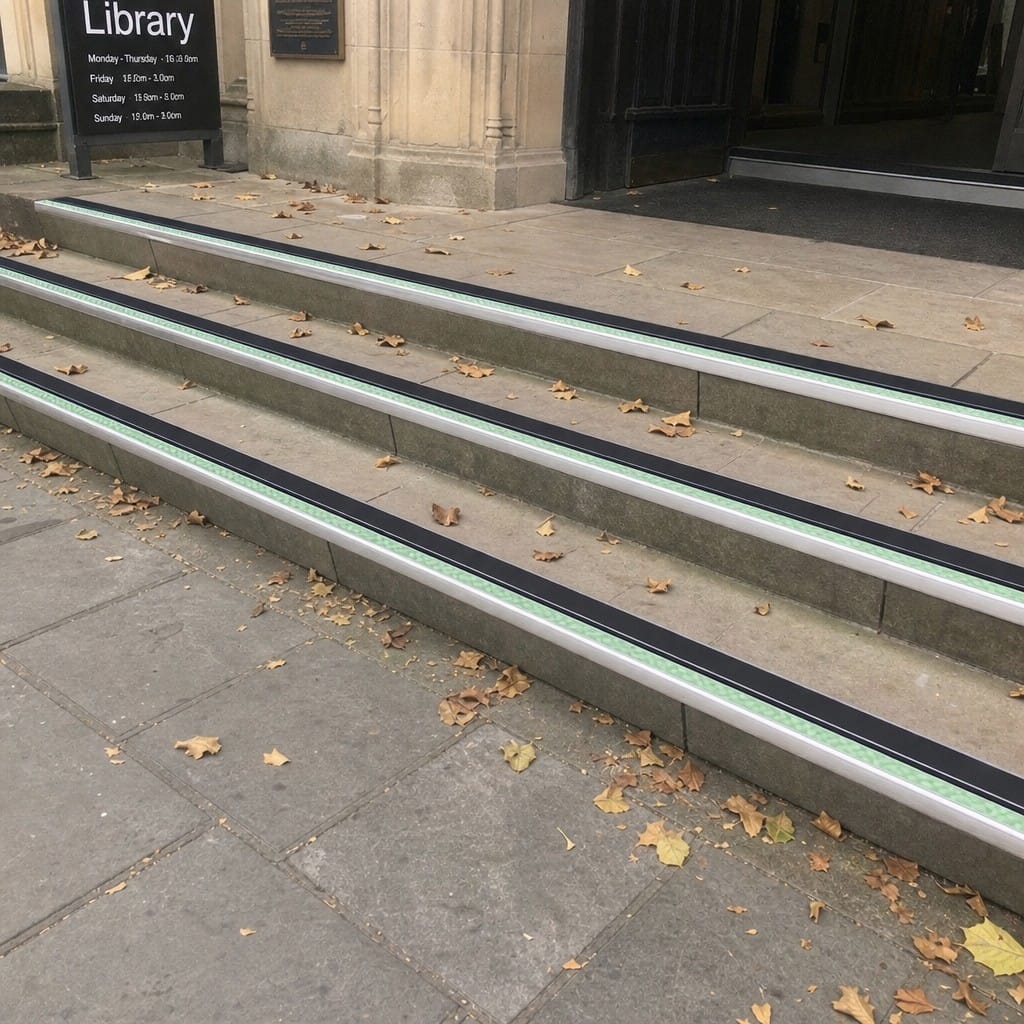 Customer photo review of Aluminium Stair Nosing 85x30mm Anti Slip Double PVC Insert
