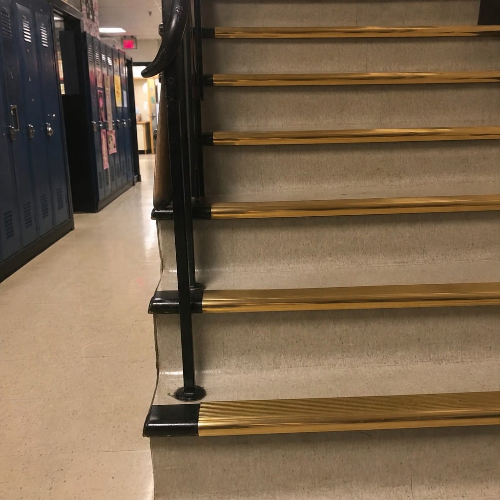 Customer photo review of Solid Brass Bullnose Stair Nosing 89mm Ribbed Tread, Cut to Size 700-2700mm