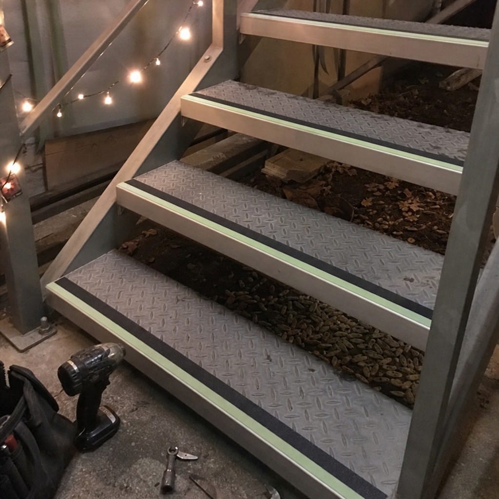 Customer photo review of Aluminium Stair Nosing 66x32mm Outdoor Grade Ramped Glow Edge