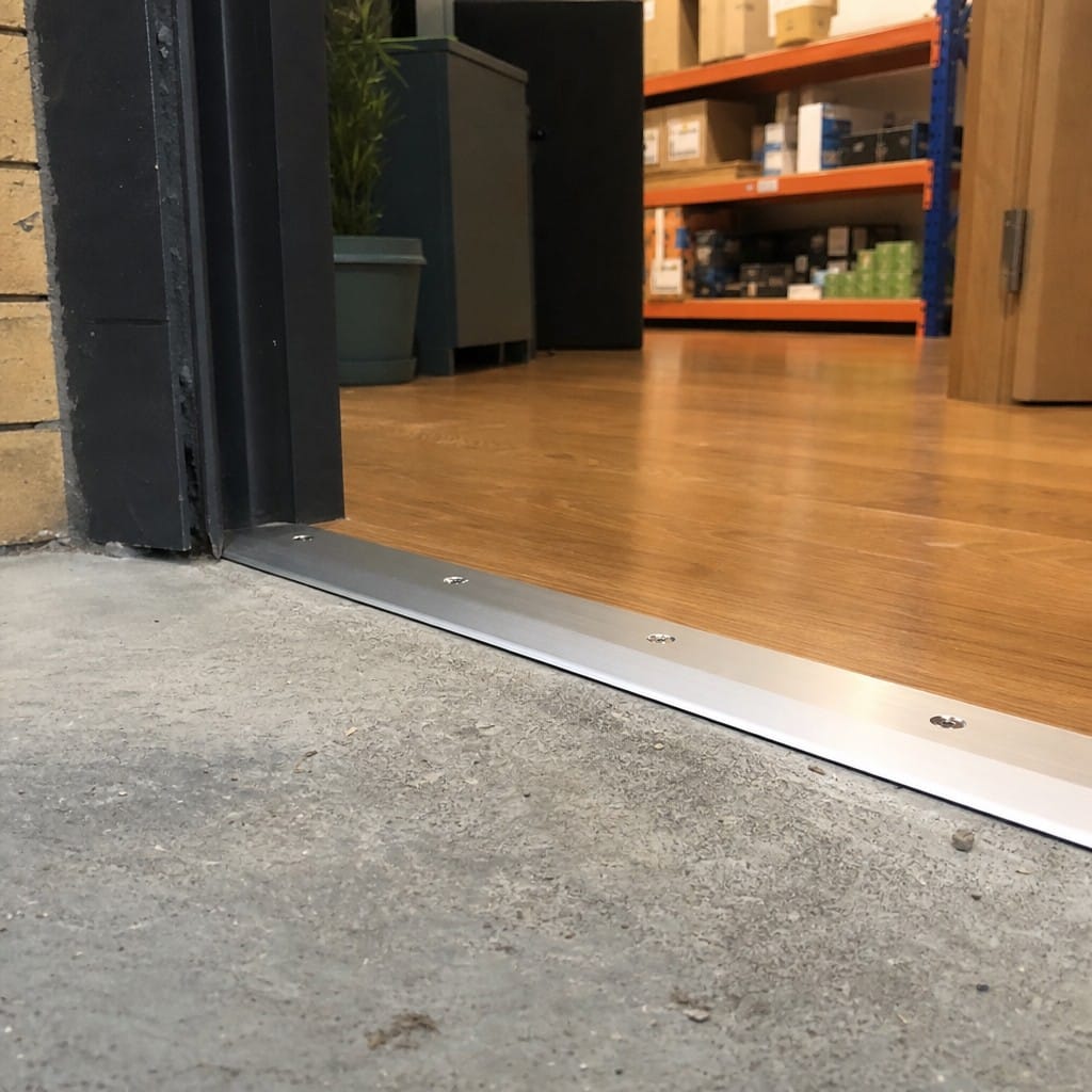 Customer photo review of Aluminium Ramp Threshold Strip 38mm Screw Fit, 3mm & 6mm Floors