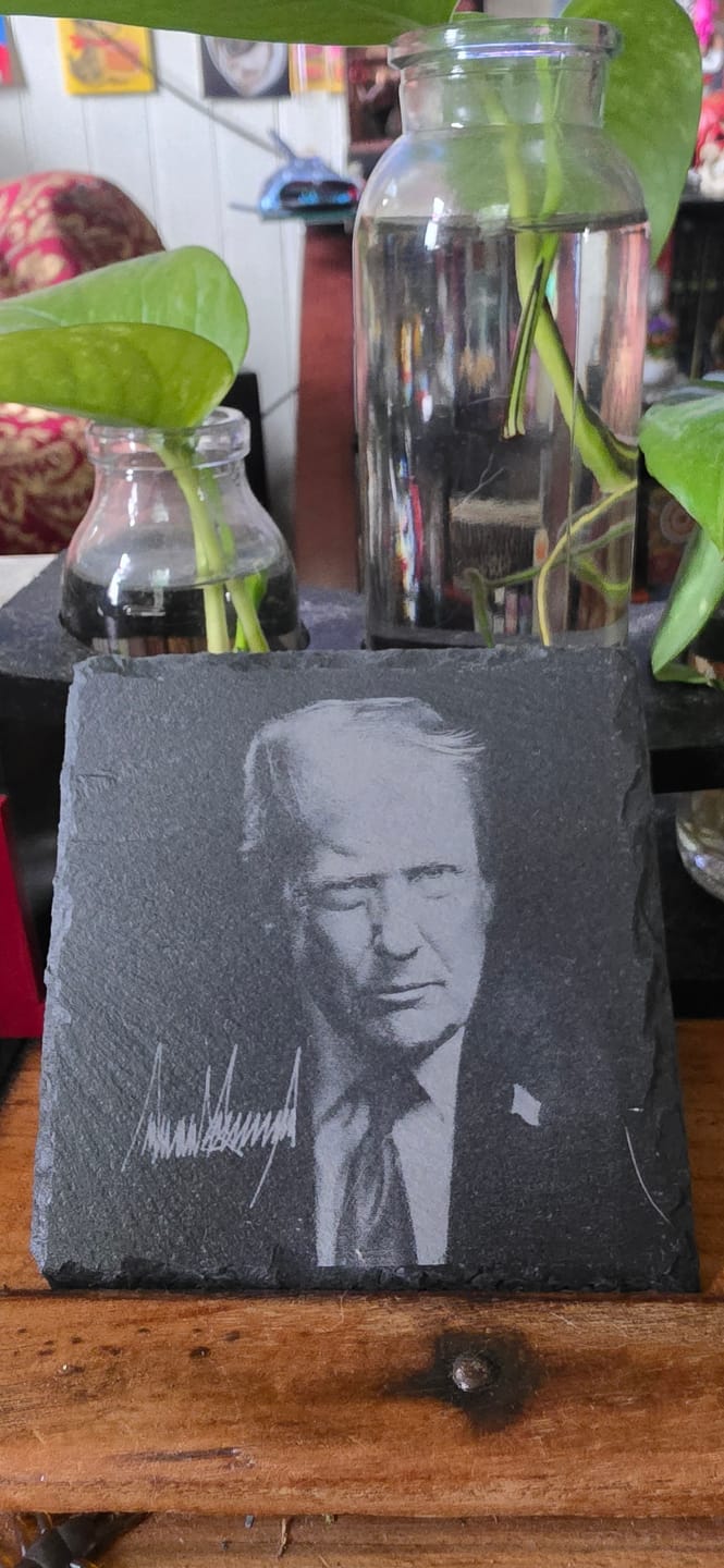 Customer photo review of Big Trump Face Coaster