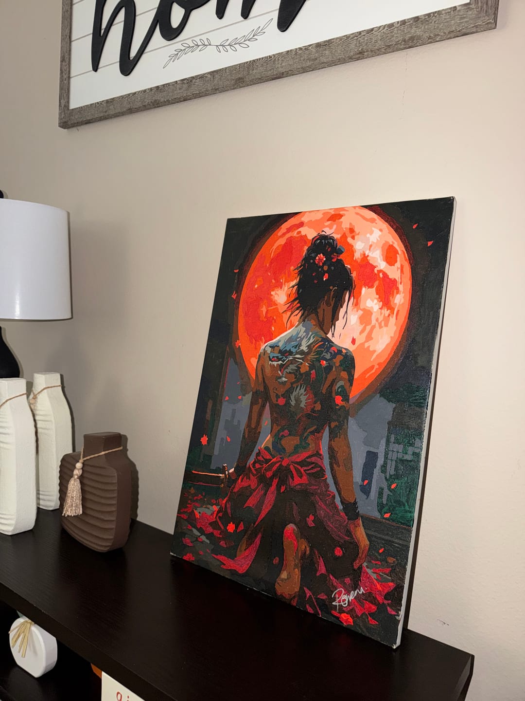 Customer photo review of The Moon's Warrior (Paint by Numbers)