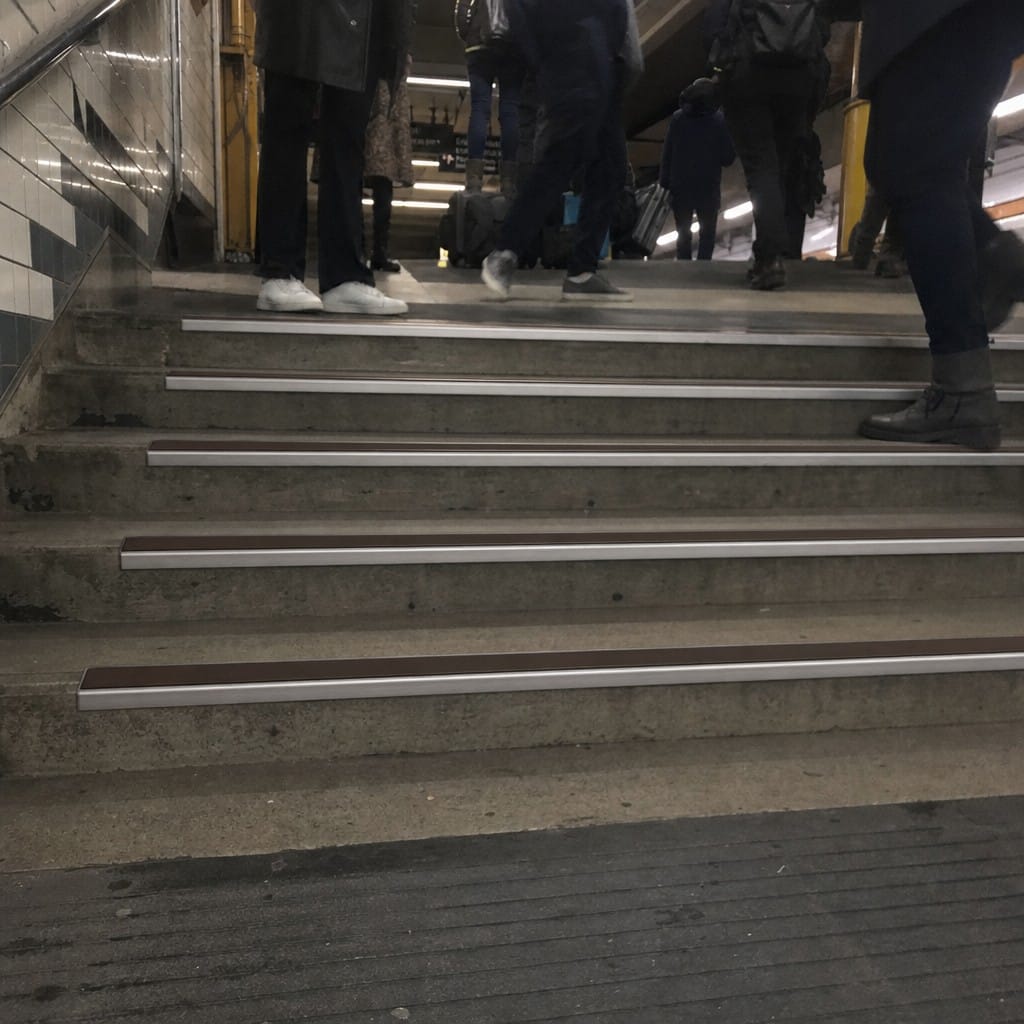 Customer photo review of Safety Stair Nosing 66x32mm DDA Compliant Aluminium Commercial