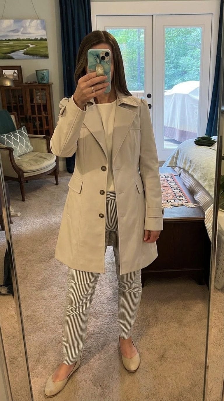 Customer photo review of Women's Trench Coat Tailored Fit for Spring & Fall Layering