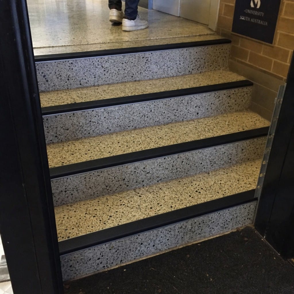 Customer photo review of Aluminium Tile-In Stair Nosing R9 | 52mm Wide Tread | Replaceable Insert | 5 Colours