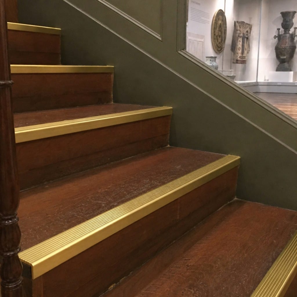 Customer photo review of Solid Brass Stair Nosing 67x55mm Serrated Tread Square Edge, Cut to Size 700-2700mm