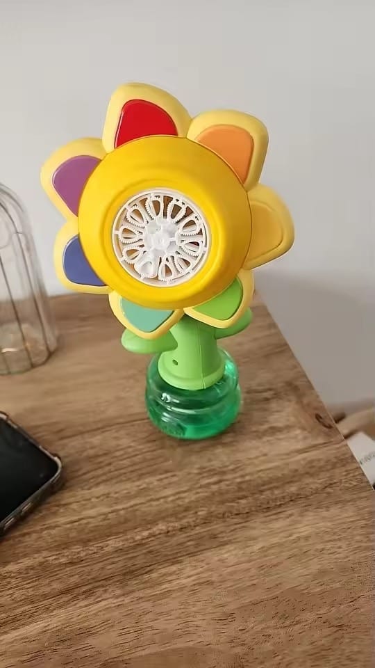 Customer photo review of BloomBubble™ Dancing Sunflower Bubble Machine — Lights Up & Swings