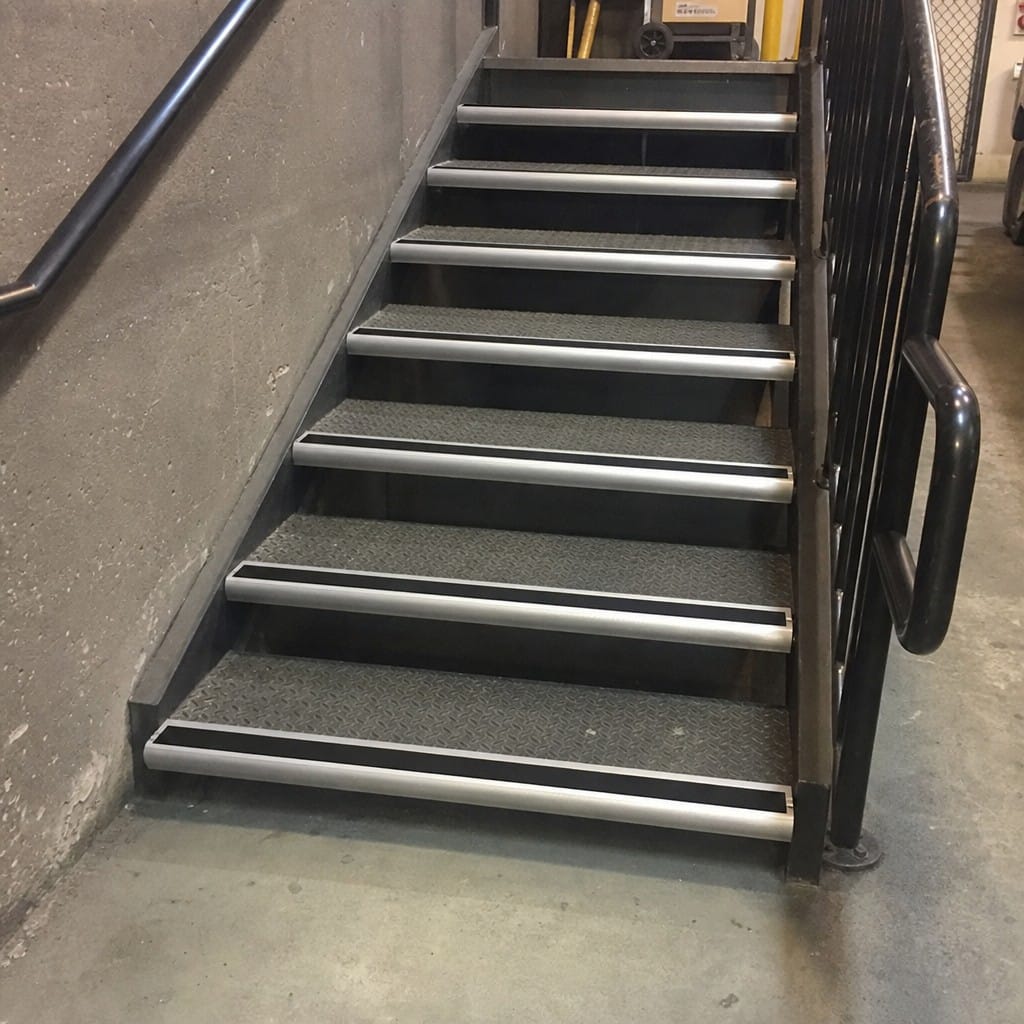 Customer photo review of Aluminium Stair Nosing 2.44m Bullnose Double Insert 53mm