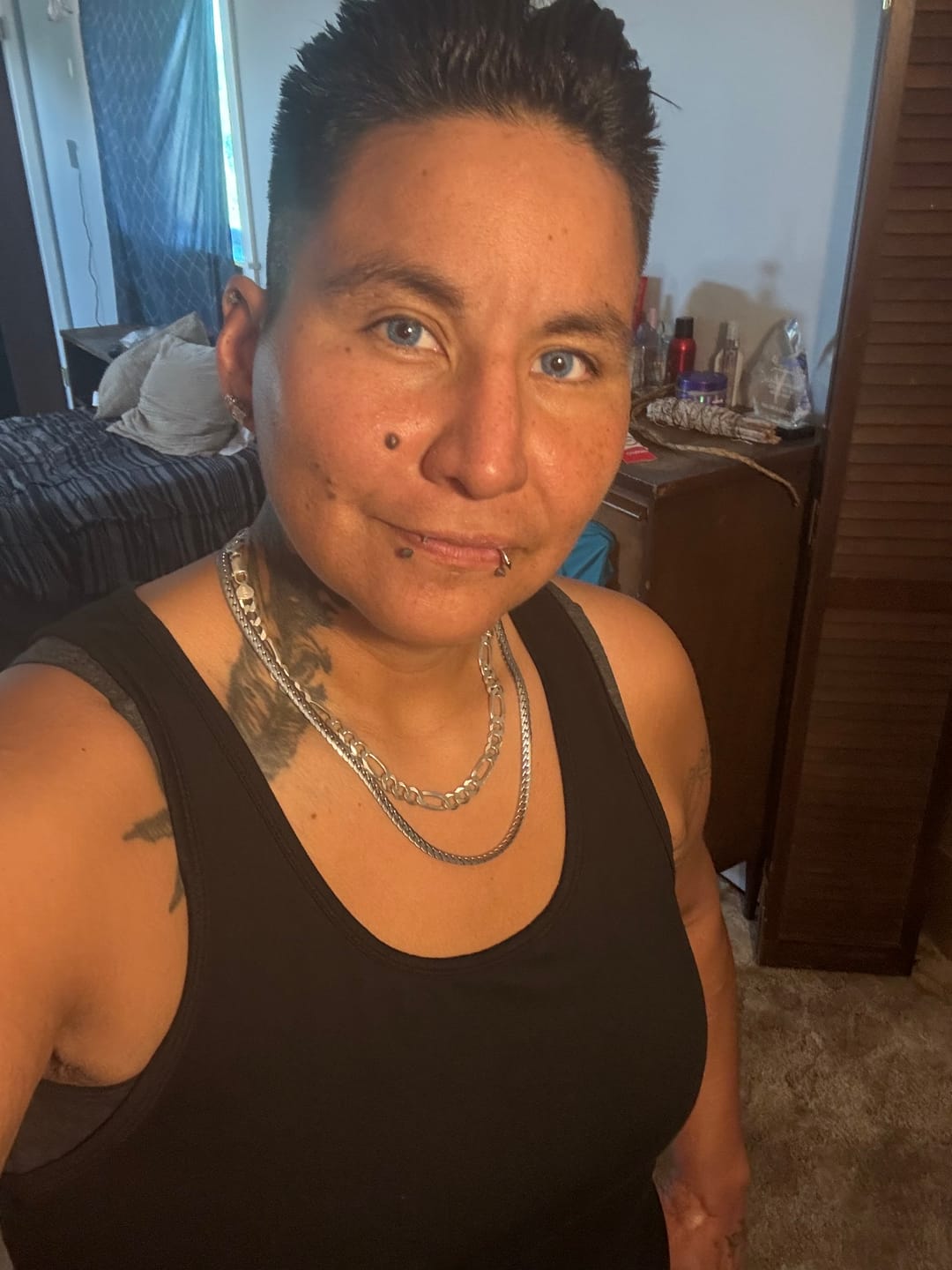 Customer photo review of Bellini Blue Prescription Colored Contact Lenses