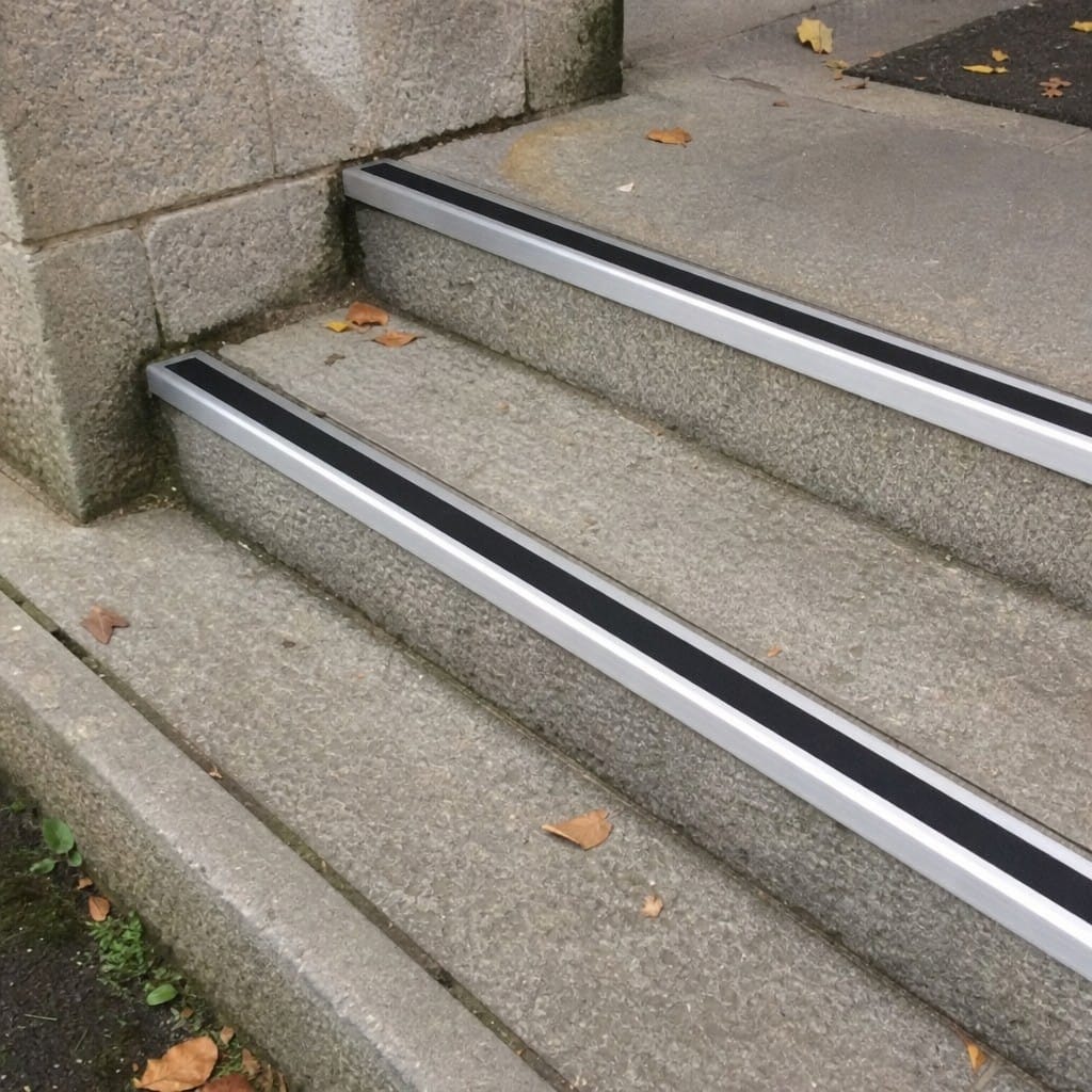 Customer photo review of Aluminium Stair Nosing 3.22m Square Edge | Heavy Duty Anti-Slip Insert