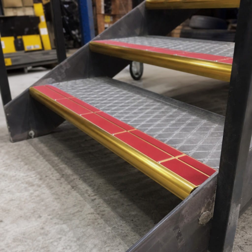Customer photo review of Aluminium Stair Nosing 3.22m Bullnose 53mm Double Insert