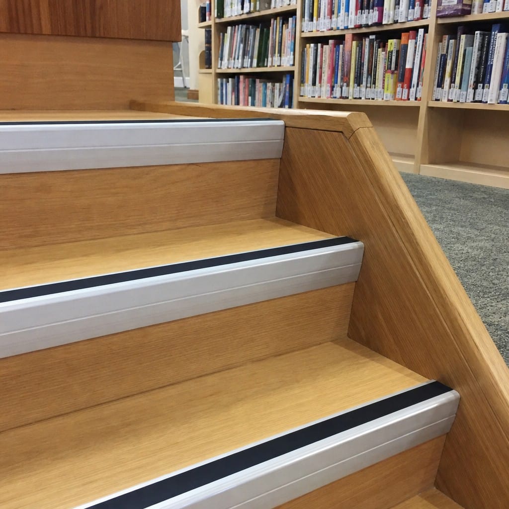 Customer photo review of Heavy Duty Chevron Aluminium Stair Nosing 2.75m, Single Insert, 65mm Riser