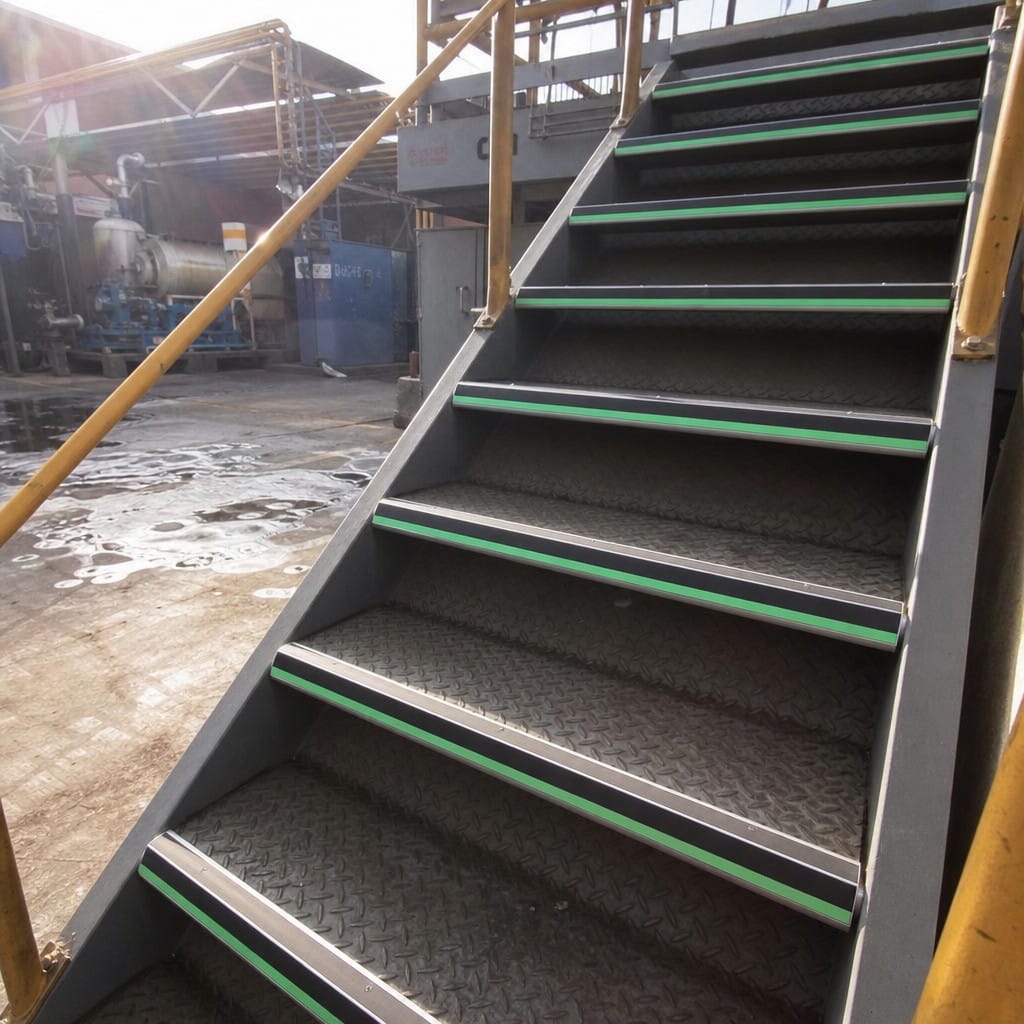 Customer photo review of Aluminium Stair Nosing 69x40mm Bullnose Anti Slip Glow Edge