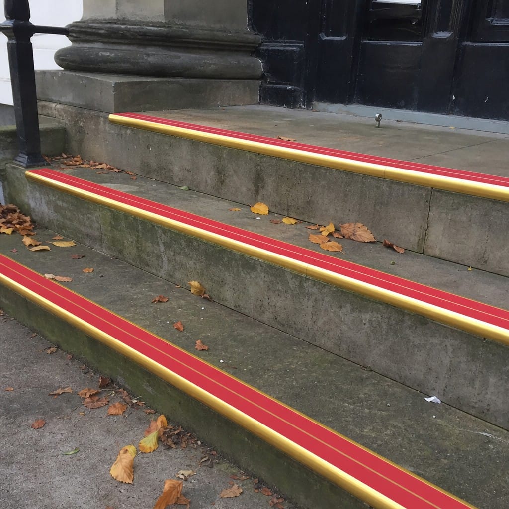Customer photo review of Aluminium Stair Nosing 3.22m Bullnose 53mm Double Insert
