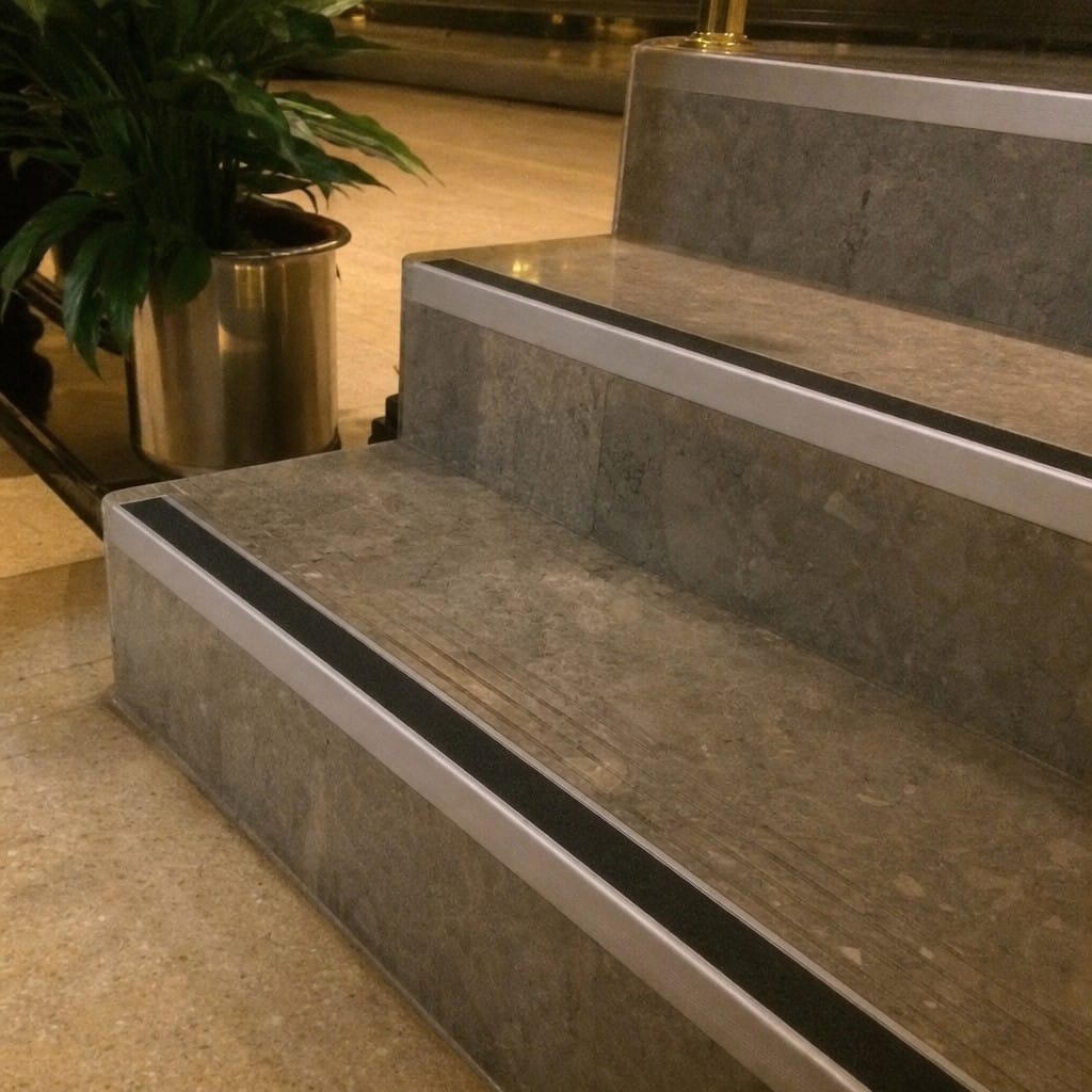 Customer photo review of Anodised Aluminium Stair Nosing 41x26.6mm with Anti Slip Tape