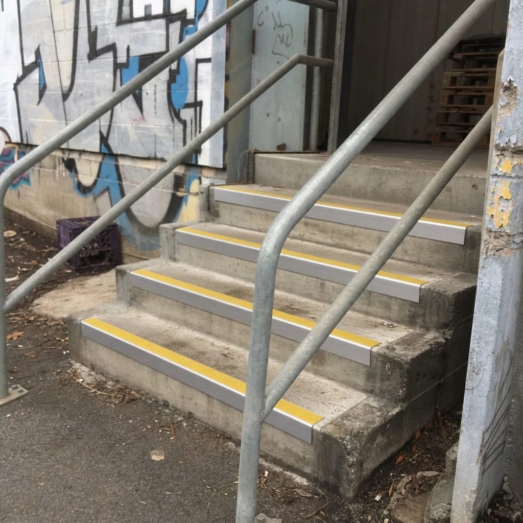 Customer photo review of External Grade Aluminium Stair Nosing 68x33mm Silicone Carbide