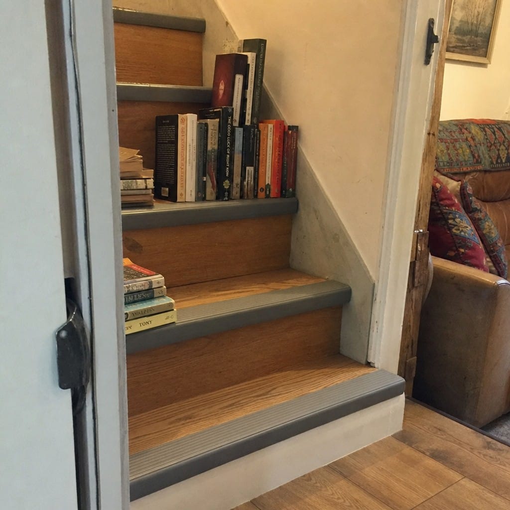 Customer photo review of Self Adhesive PVC Stair Nosing 40mm x 25mm, Grey, Silver or Black