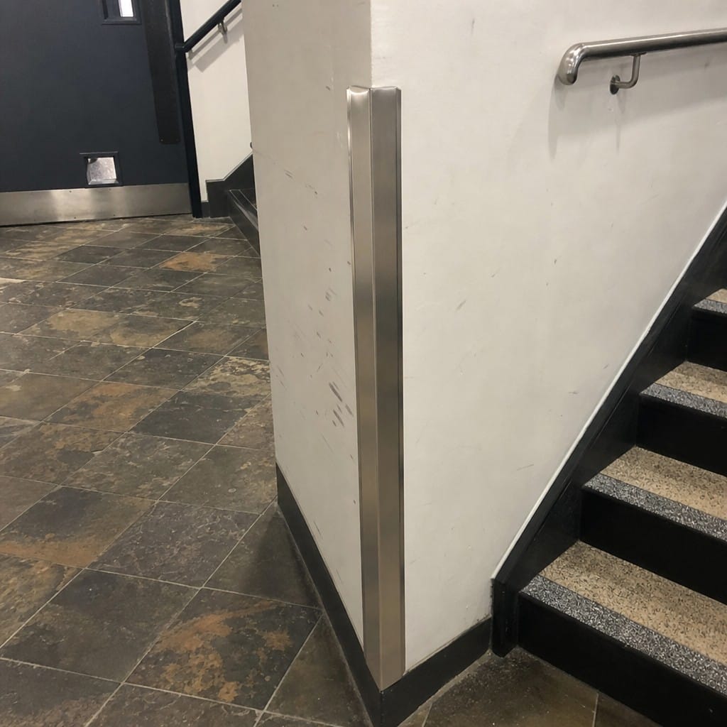 Customer photo review of Aluminium 90° Corner Guard – Brushed Finish Wall Edge Protector 2.5m