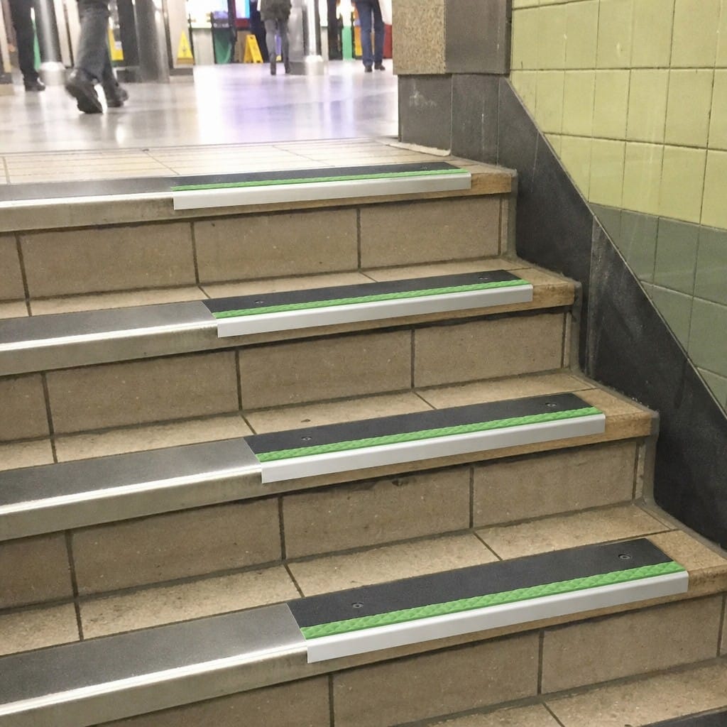 Customer photo review of Aluminium Stair Nosing 66x32mm Ramped Anti Slip Glow Edge