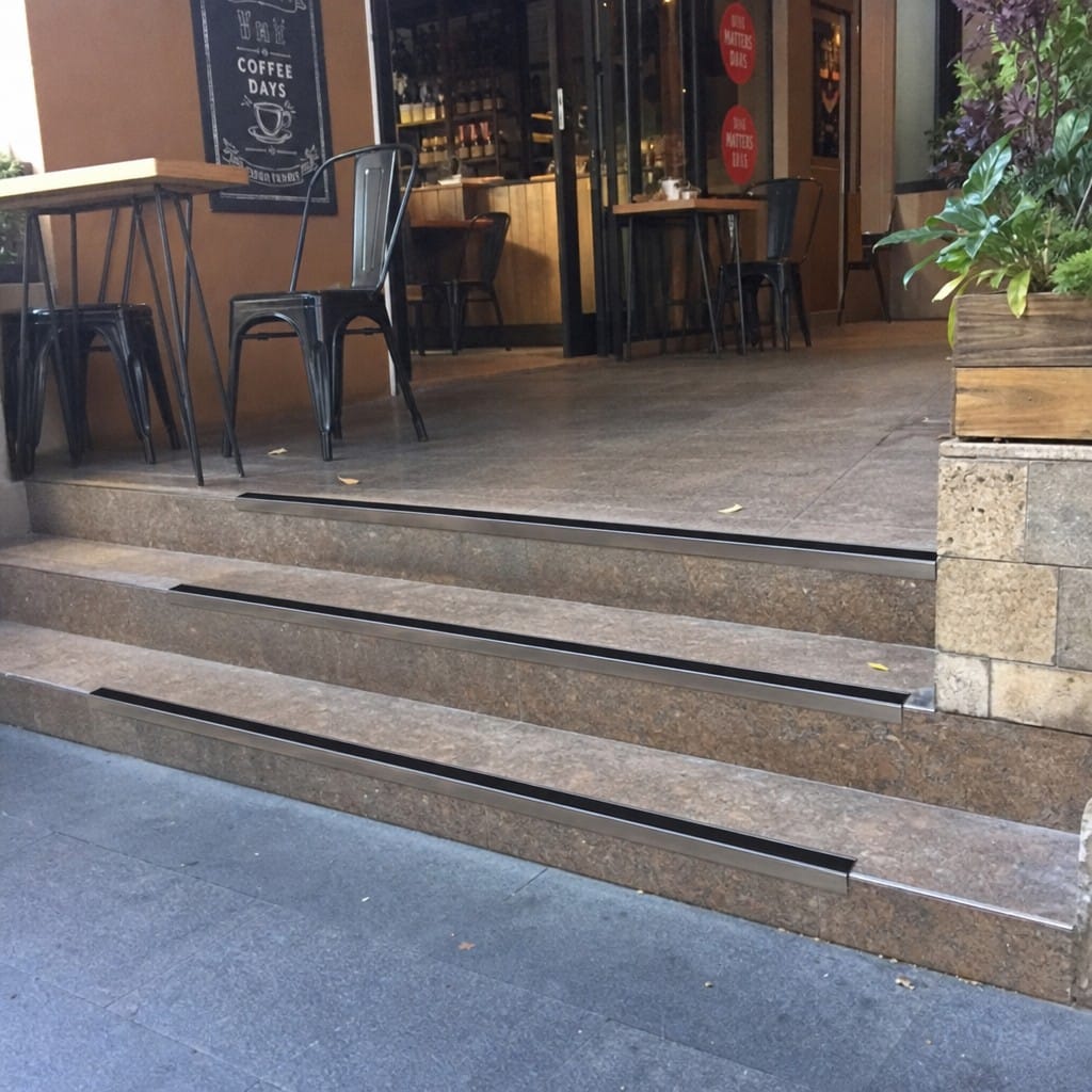 Customer photo review of Aluminium Stair Nosing 57x32mm Slimline PVC Insert, 11 Colours