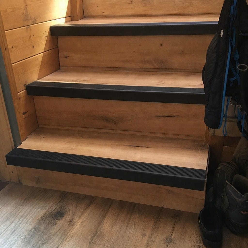 Customer photo review of Black Flexible PVC Stair Nosing 62mm – Anti-Slip Step Edging for LVT, Vinyl & Laminate Stairs | 1m & 2.7m
