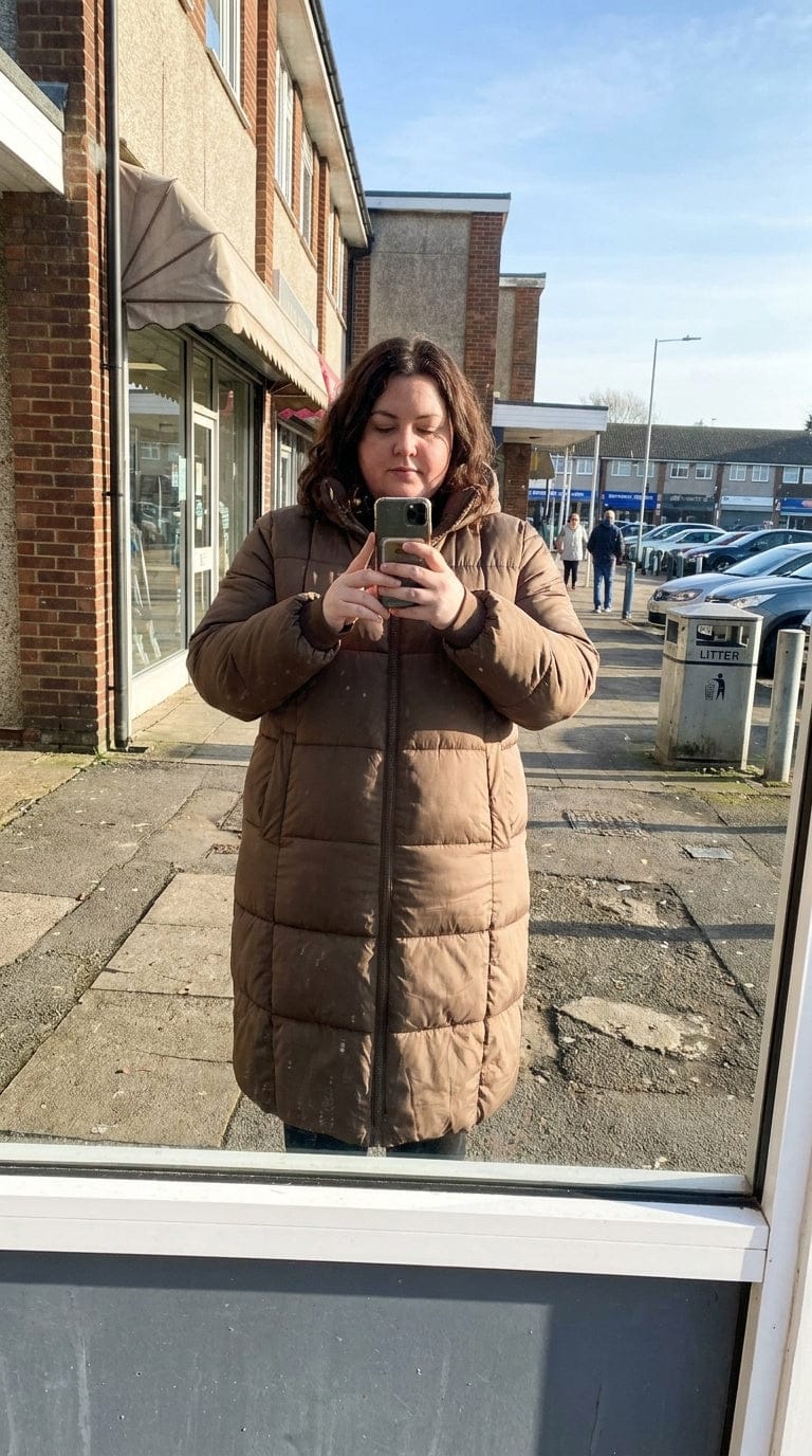 Customer photo review of Longline Puffer Coat Hooded Warm Winter Jacket