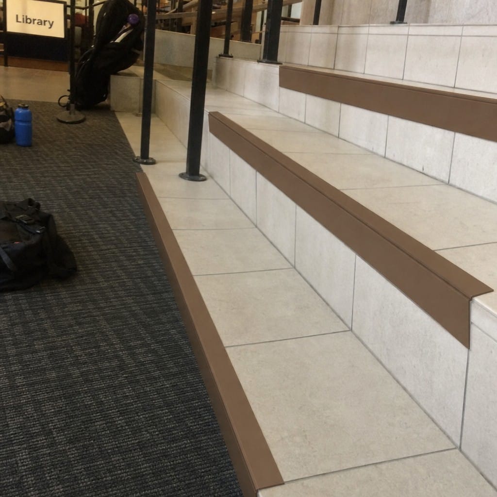 Customer photo review of Aluminium Stair Nosing Rake Back 2.44m 70mm Single Channel