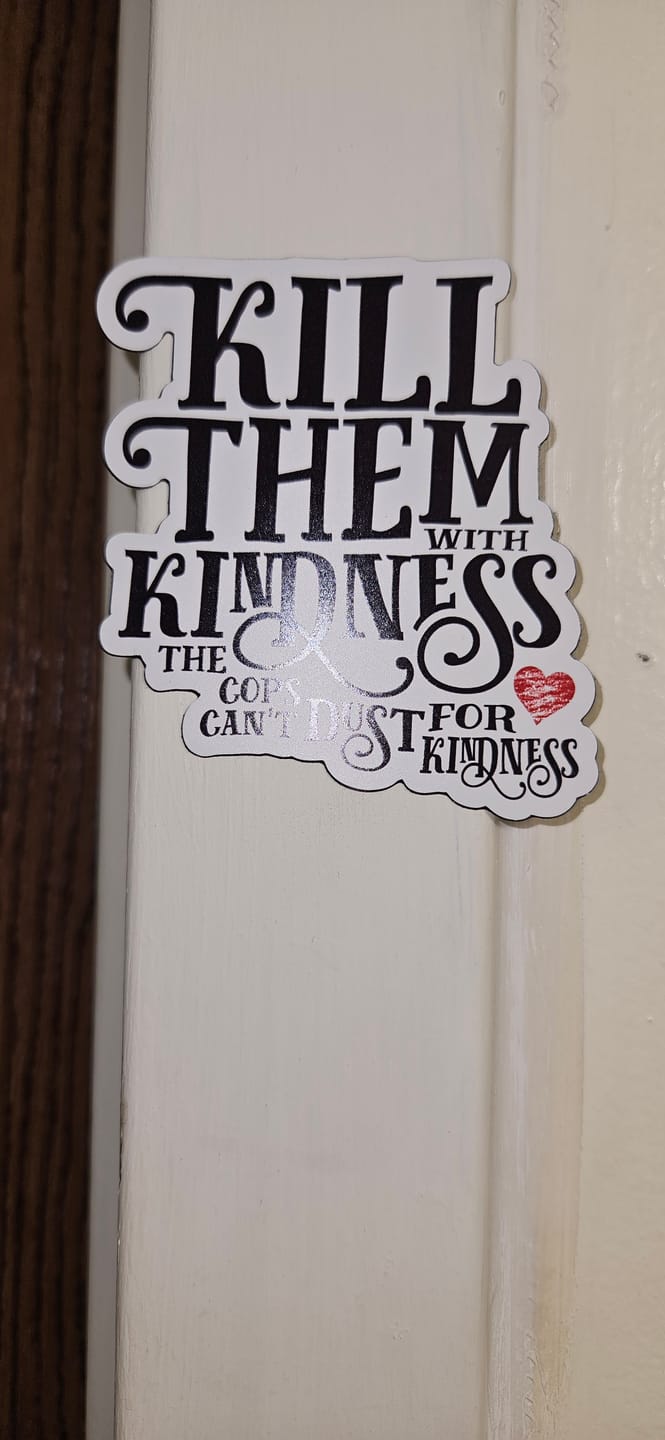 Customer photo review of Kill Them With Kindness magnet