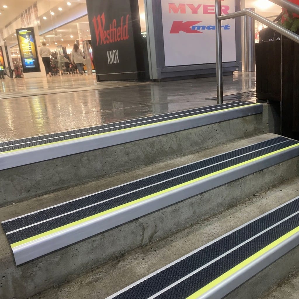 Customer photo review of Aluminium Stair Nosing 91x32mm Outdoor Anti Slip Tredsafe Insert