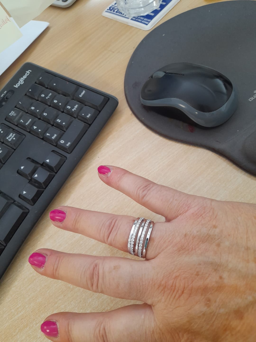 Customer photo review of Sterling Silver Wide Open Band Ring