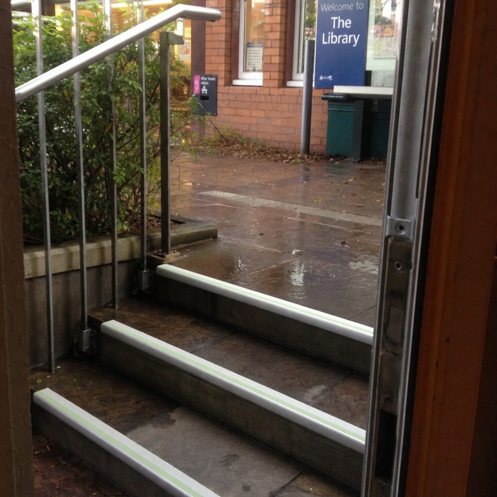 Customer photo review of Aluminium Stair Nosing 57x40mm Outdoor Grade Anti Slip Glow Edge