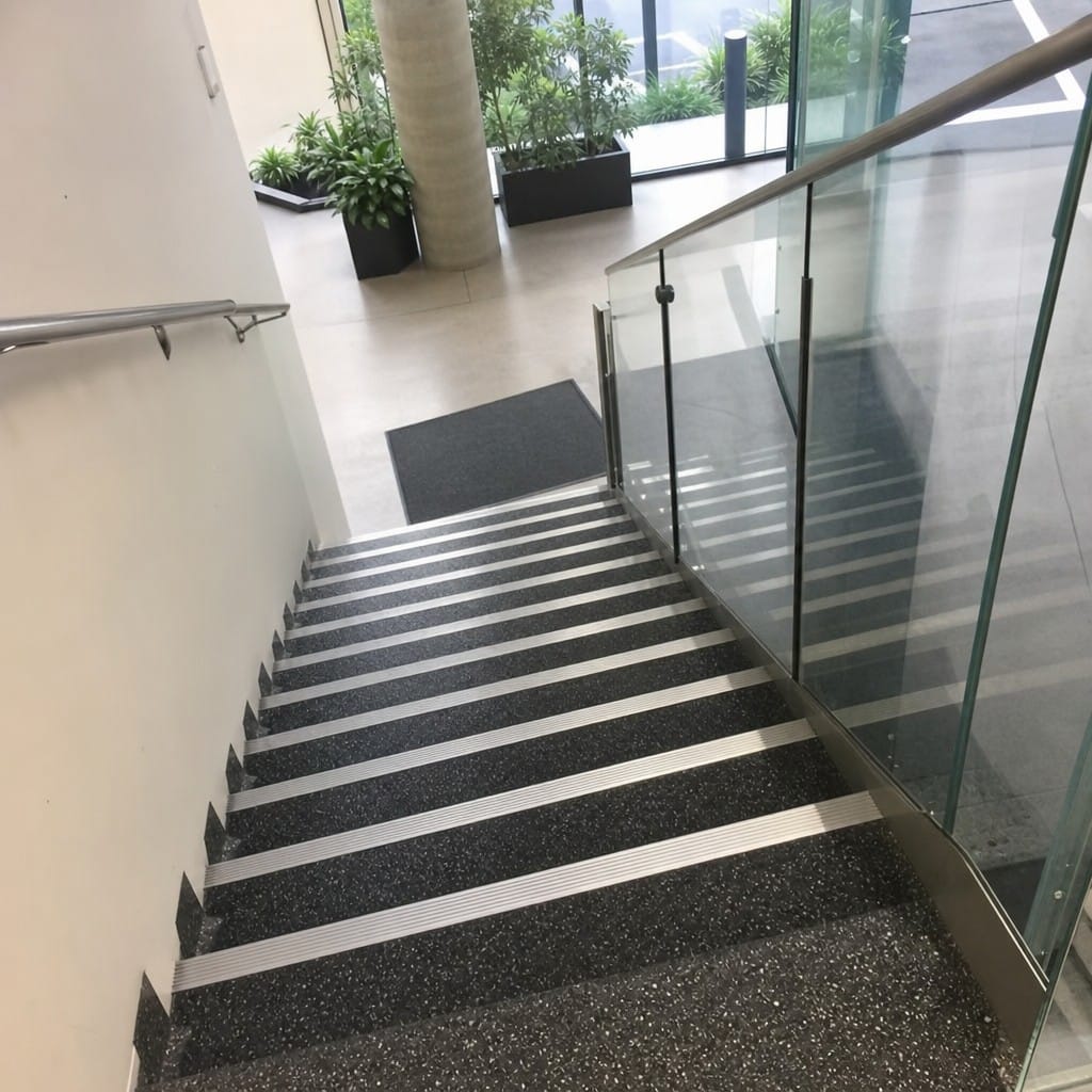 Customer photo review of Aluminium Stair Nosing 50x30mm Retrofit Straight Edge, Grooved Grip