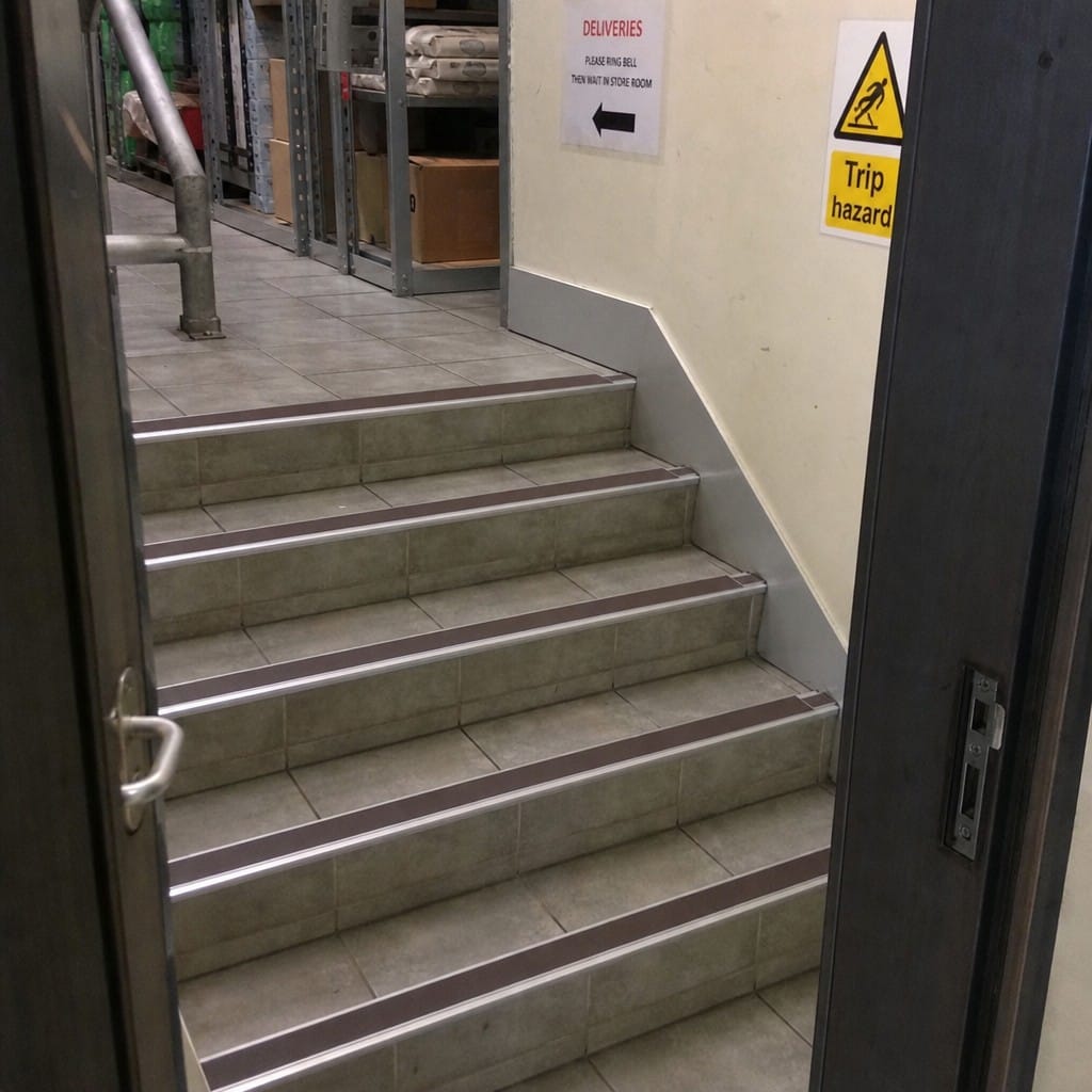 Customer photo review of Rake Back Stair Nosing 3.22m Double Channel Aluminium
