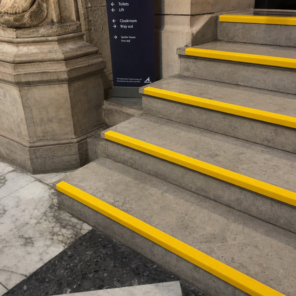 Customer photo review of Self Adhesive PVC Stair Nosing 50mm x 42mm, Anti-Slip for Safe Stairs