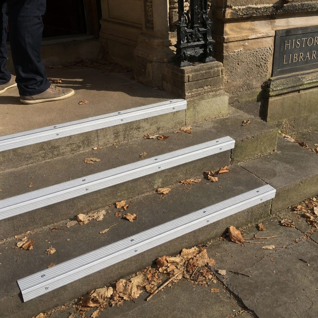Customer photo review of Aluminium Stair Nosing 30x30mm Ribbed, Screw or Self-Adhesive
