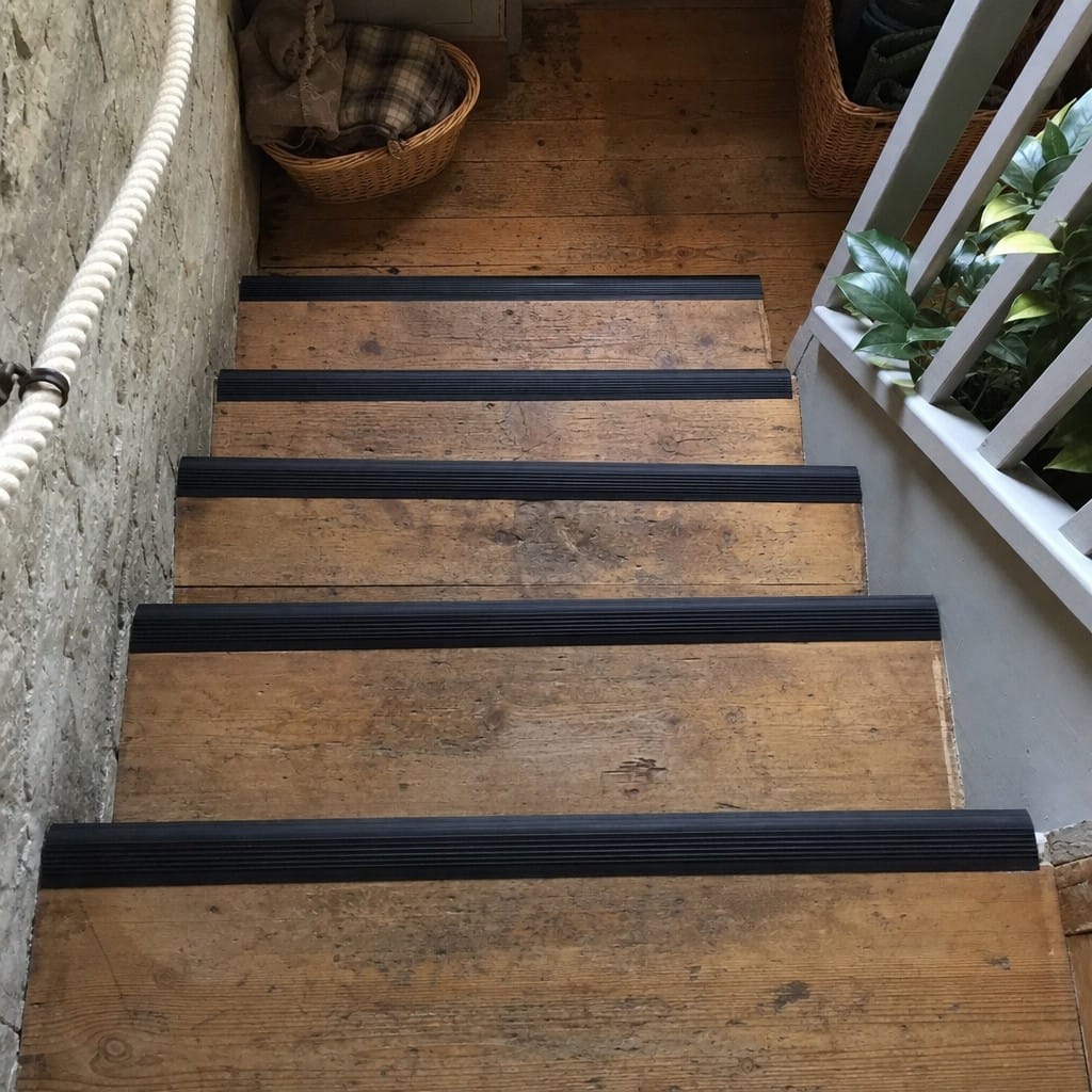 Customer photo review of Anti Slip Stair Nosing 52x40mm Flexible PVC Self Adhesive, Black or Grey