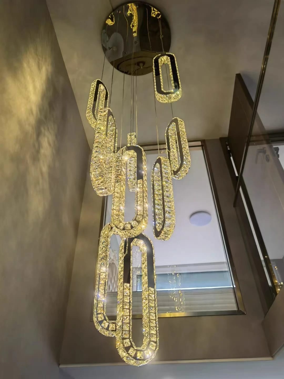 Customer photo review of Rae Crystal Staircase Chandelier