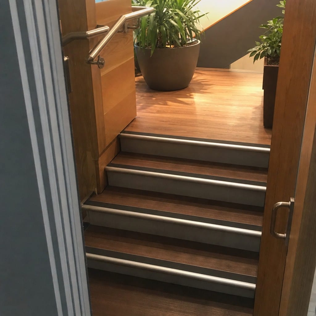 Customer photo review of Bullnose Aluminium Stair Nosing 2.75m Single Insert 39mm