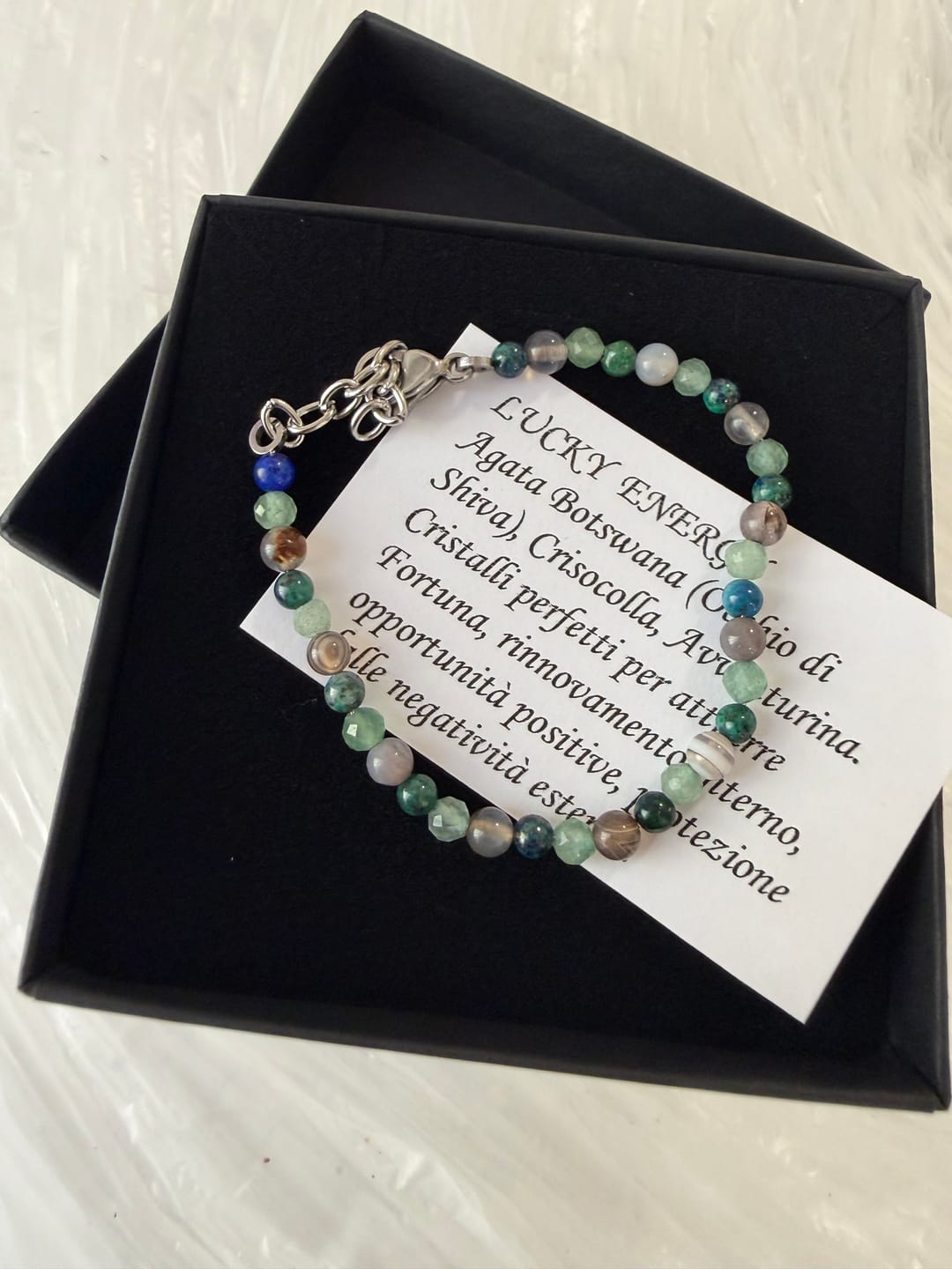 Customer photo review of Bracciale Lucky Energy - Occhio di Shiva, Avventurina, Crisocolla - LIMITED EDITION