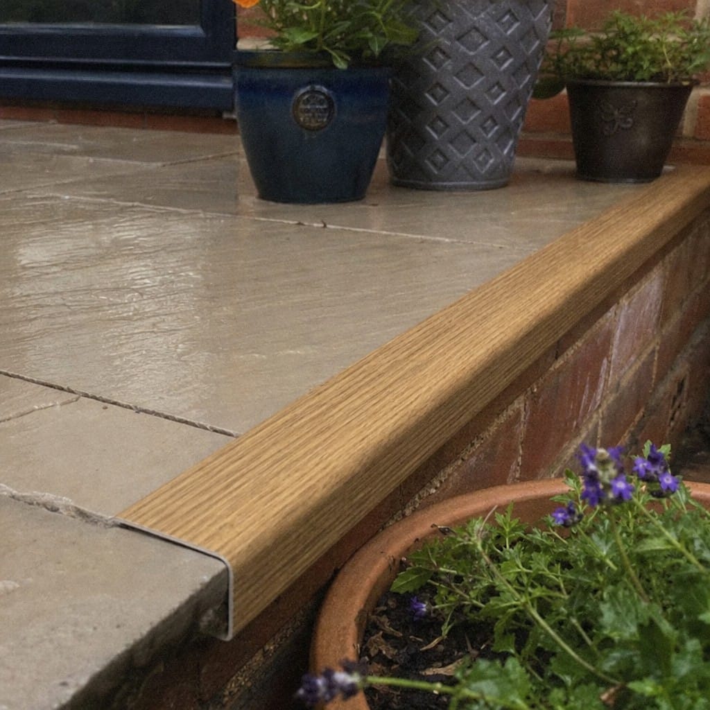 Customer photo review of uPVC Wood Effect Stair Nosing | Stair Edge Protector — 0.9m | 14 Colours