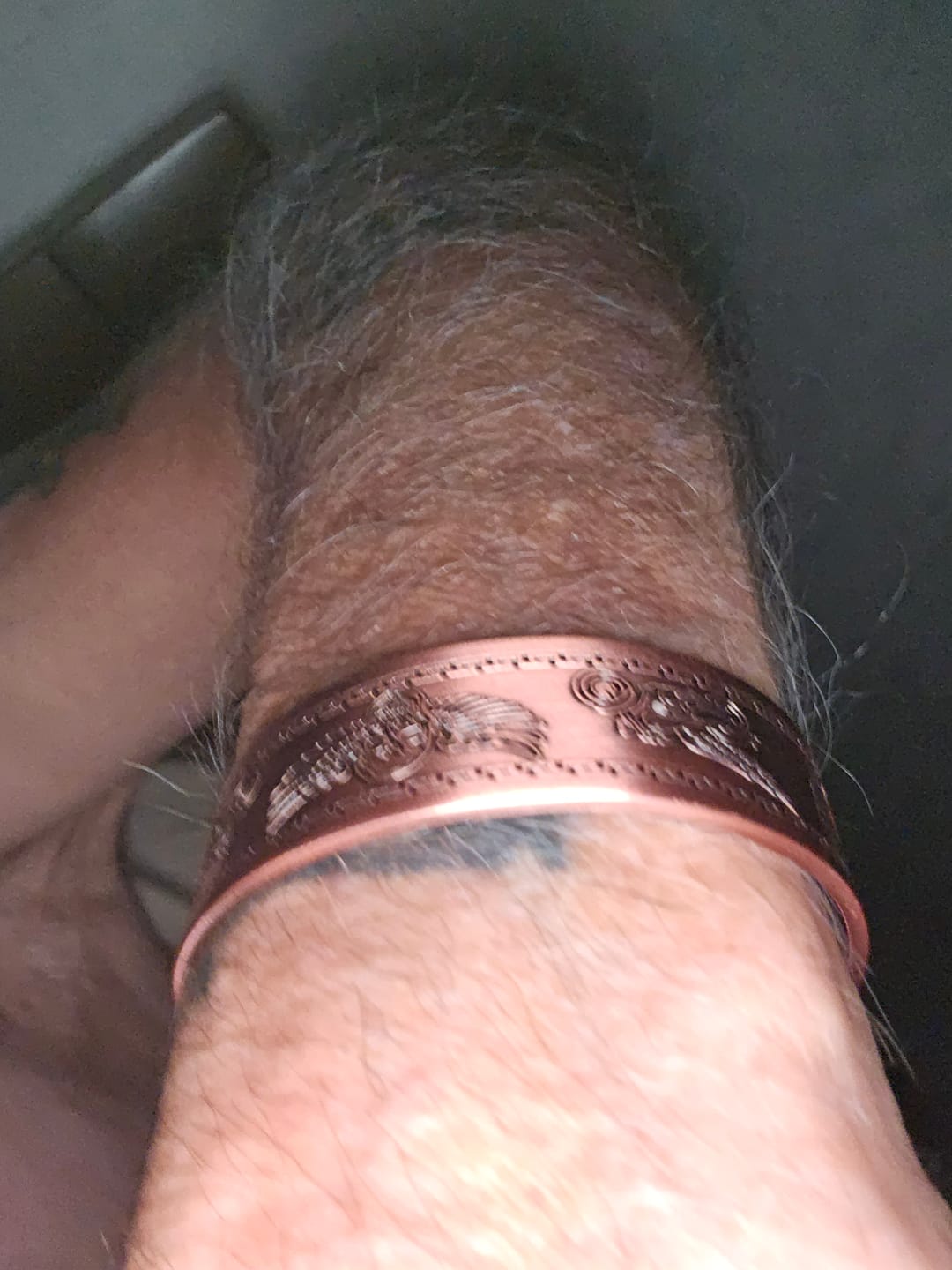 Customer photo review of Willis Judd Mens Copper Bangle Biker Bracelet