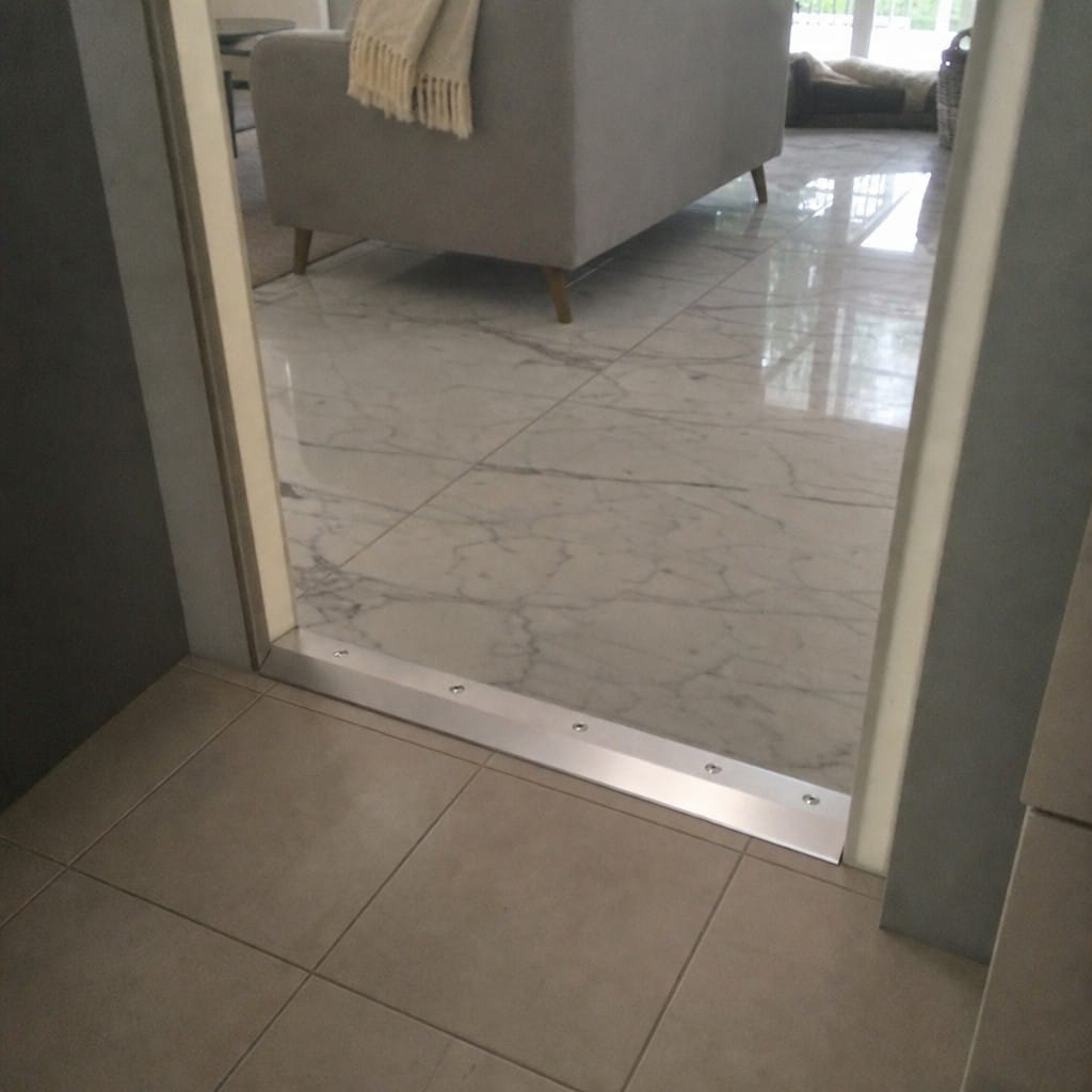 Customer photo review of Aluminium Ramp Threshold Profile 38mm Screw Fit, 8mm & 10mm Floors