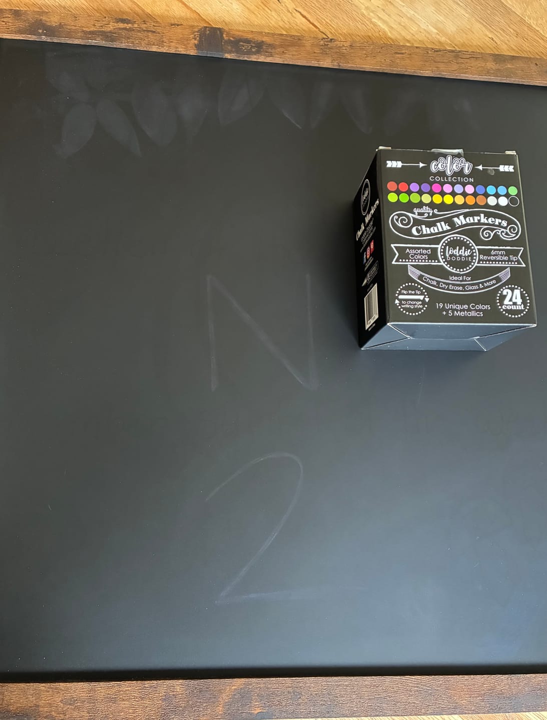 Customer photo review of 24x36 Rustic Framed Magnetic Chalkboard