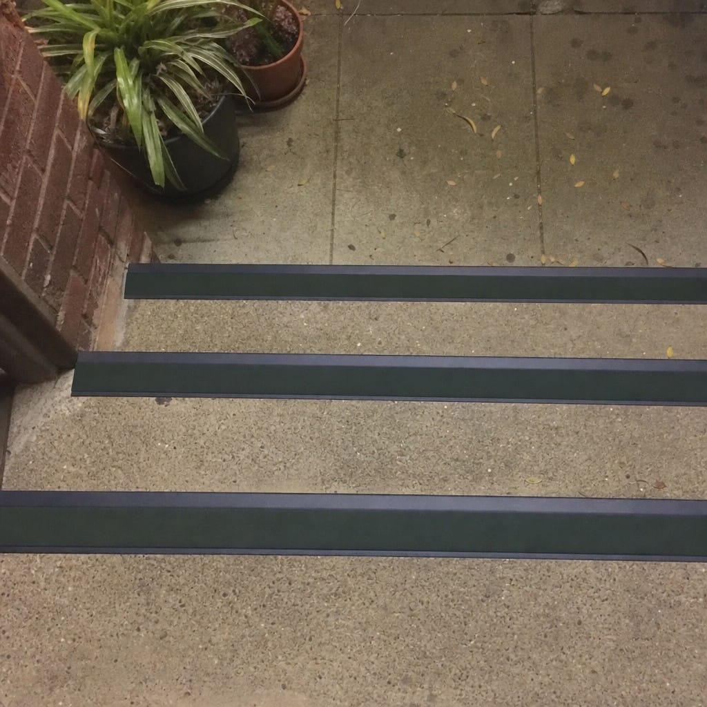 Customer photo review of Bullnose Stair Nosing 70mm Tread 2.44m Aluminium PVC Insert