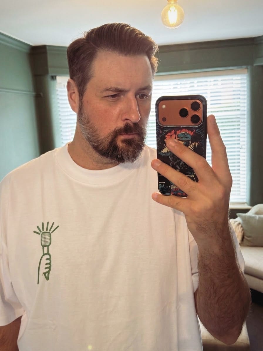 Customer photo review of Thicky Thicky Dumb Dumb, Cody Dahler | Oversized Unisex Tee in White