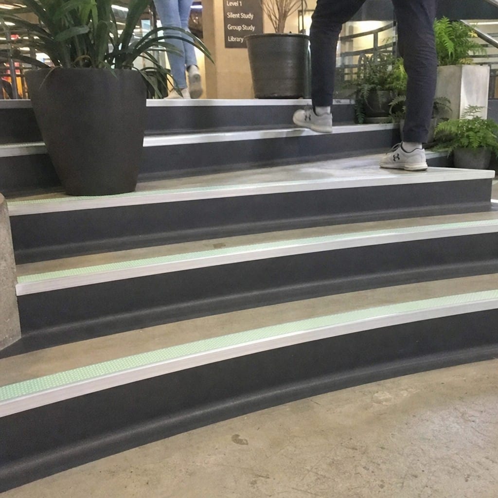 Customer photo review of Aluminium Stair Nosing 56x55mm with Photoluminescent Strip & PVC Insert
