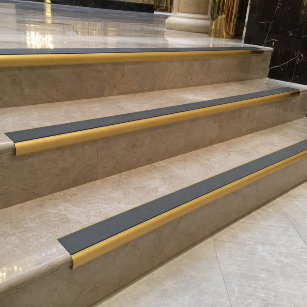 Customer photo review of Aluminium Stair Nosing 70mm Tread 2.75m Bullnose
